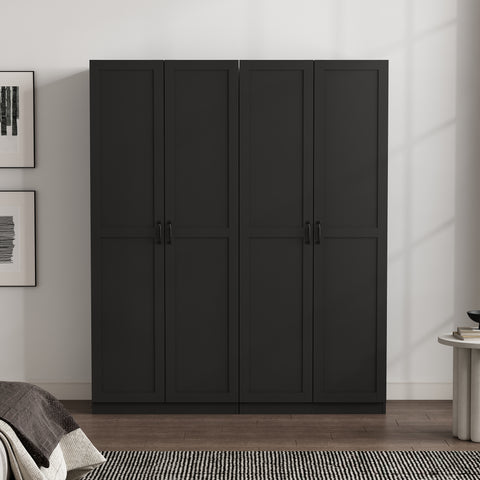 Manhattan Comfort Cornelia Modern 30" Storage Cabinet in Black (4-Shelf) - Set of 2