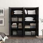 Manhattan Comfort Cornelia Modern 30" Storage Cabinet in Black (4-Shelf) - Set of 2