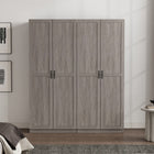 Manhattan Comfort Cornelia Modern 30" Storage Cabinet in Gray (4-Shelf) - Set of 2