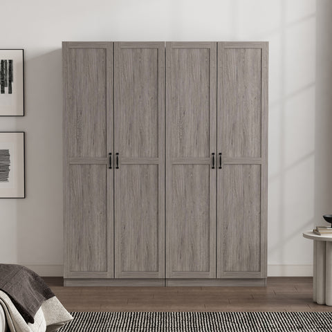 Manhattan Comfort Cornelia Modern 30" Storage Cabinet in Gray (4-Shelf) - Set of 2