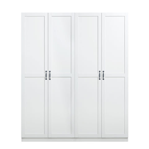 Manhattan Comfort Cornelia Modern 30" Storage Cabinet in White (4-Shelf) - Set of 2