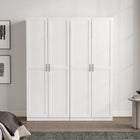 Manhattan Comfort Cornelia Modern 30" Storage Cabinet in White (4-Shelf) - Set of 2