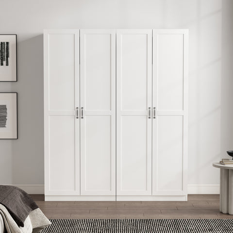 Manhattan Comfort Cornelia Modern 30" Storage Cabinet in White (4-Shelf) - Set of 2