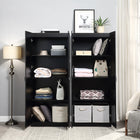 Manhattan Comfort Hopkins Modern 30" Storage Cabinet in Black (4-Shelf) - Set of 2