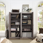 Manhattan Comfort Hopkins Modern 30" Storage Cabinet in Gray (4-Shelf) - Set of 2