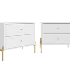 Manhattan Comfort Jasper Modern 25" Nightstand in White (2-Drawer) - Set of 2