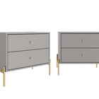 Manhattan Comfort Jasper Modern 25" Nightstand in Sage Gray (2-Drawer) - Set of 2