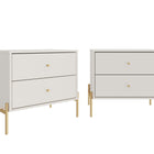 Manhattan Comfort Jasper Modern 25" Nightstand in Off White (2-Drawer) - Set of 2