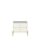 Manhattan Comfort Jasper Modern 25" Nightstand in Off White (2-Drawer) - Set of 2