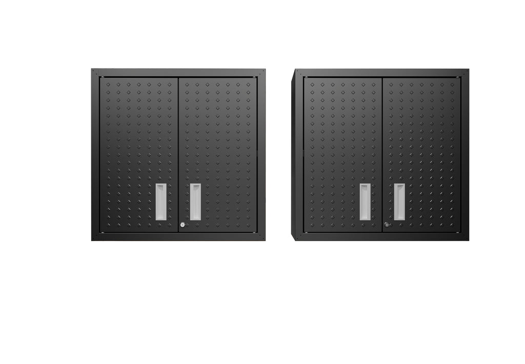 Manhattan Comfort Fortress Modern 30" Floating Garage Cabinet in Charcoal Gray - Set of 2