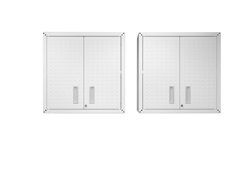 Manhattan Comfort Fortress Modern 30" Floating Garage Cabinet in White - Set of 2