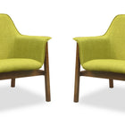 Manhattan Comfort Miller Mid-Century Modern Linen Weave Accent Armchair in Green - Set of 2