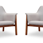 Manhattan Comfort Miller Mid-Century Modern Linen Weave Accent Armchair in Gray - Set of 2