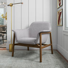 Manhattan Comfort Miller Mid-Century Modern Linen Weave Accent Armchair in Gray - Set of 2