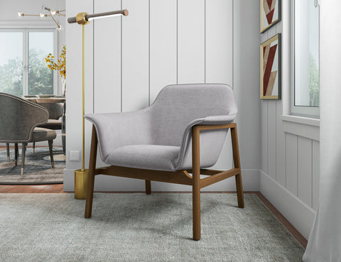 Manhattan Comfort Miller Mid-Century Modern Linen Weave Accent Armchair in Gray - Set of 2