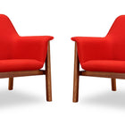 Manhattan Comfort Miller Mid-Century Modern Linen Weave Accent Armchair in Burnt Orange - Set of 2