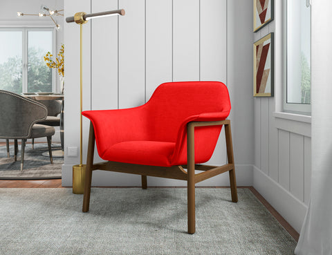 Manhattan Comfort Miller Mid-Century Modern Linen Weave Accent Armchair in Burnt Orange - Set of 2