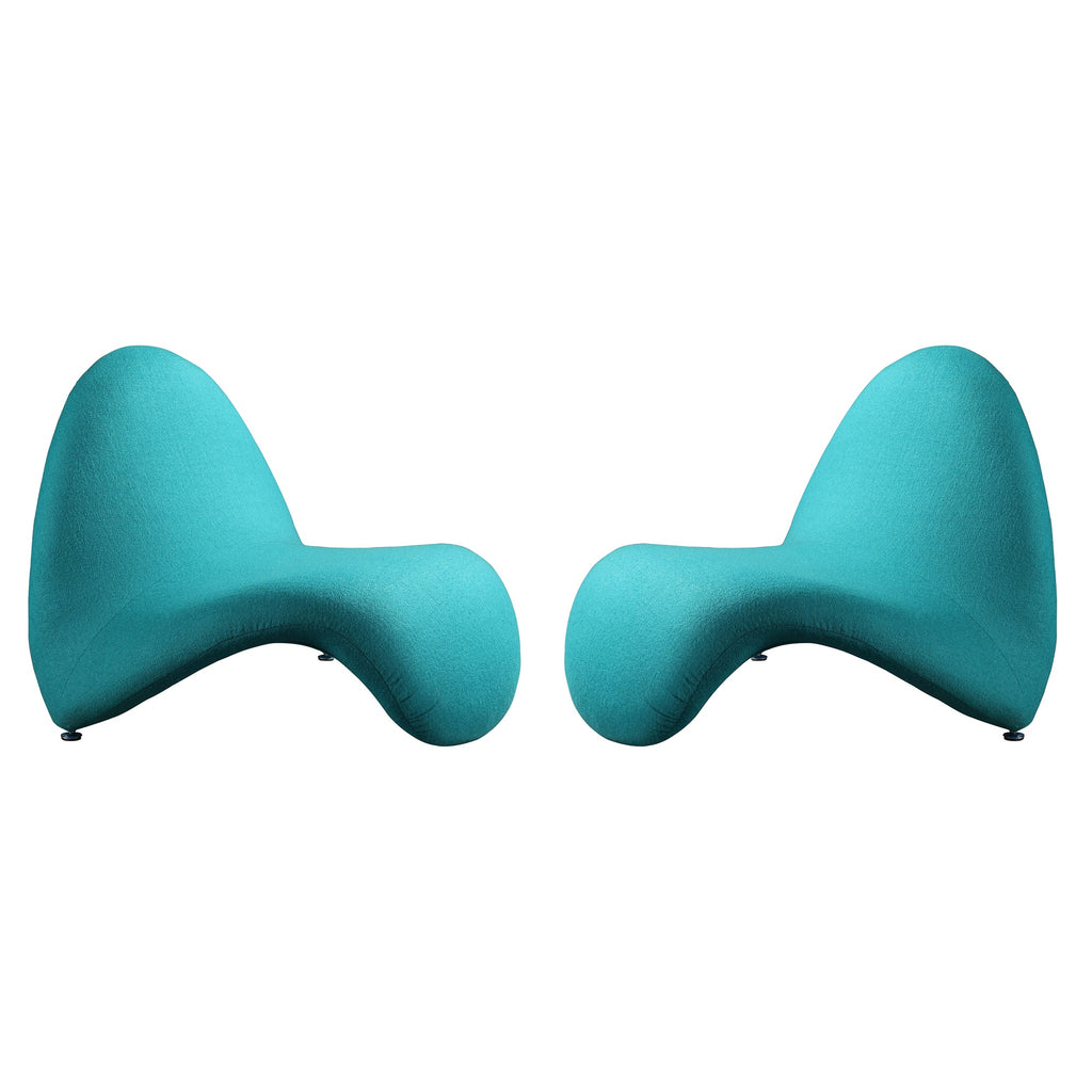 Manhattan Comfort MoMa Modern Wool Blend Accent Chair in Teal - Set of 2
