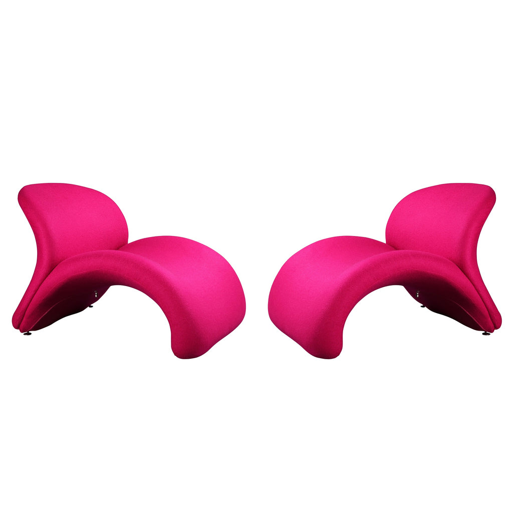 Manhattan Comfort Rosebud Modern Wool Blend Accent Chair in Fuchsia - Set of 2