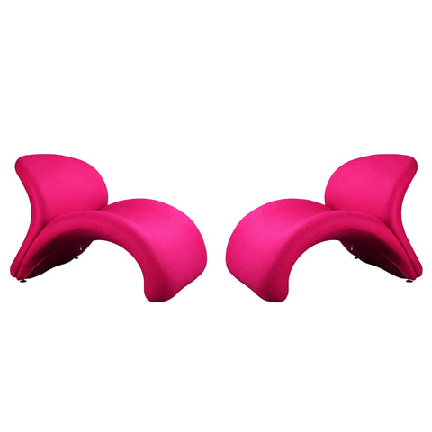 Manhattan Comfort Rosebud Modern Wool Blend Accent Chair in Fuchsia - Set of 2