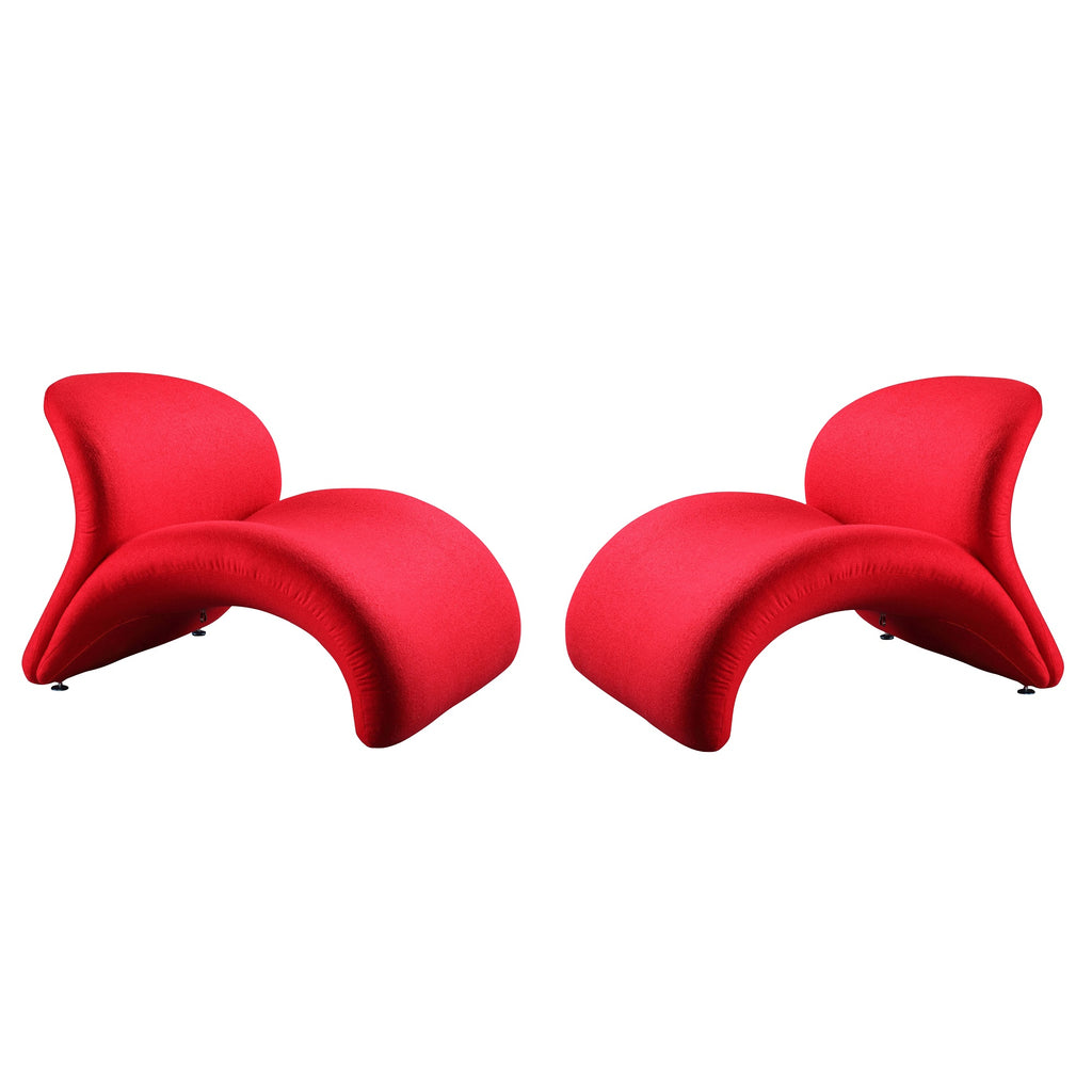 Manhattan Comfort Rosebud Modern Wool Blend Accent Chair in Red - Set of 2