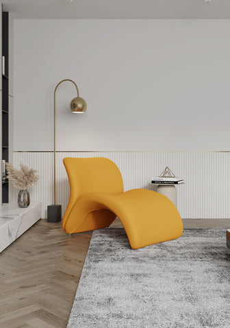Manhattan Comfort Rosebud Modern Wool Blend Accent Chair in Yellow - Set of 2