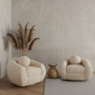 Manhattan Comfort Tribeca Mid-Century Modern Chenille Lounge Chair in Cream - Set of 2