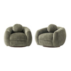 Manhattan Comfort Tribeca Mid-Century Modern Chenille Lounge Chair in Olive Green - Set of 2