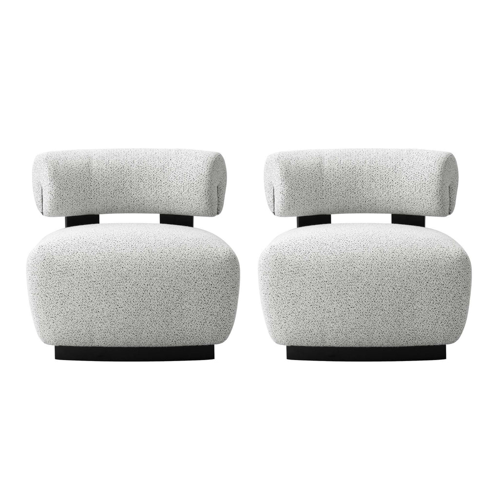 Manhattan Comfort Bartow Mid-Century Modern Upholstered Lounge Chair in Ivory Multi - Set of 2