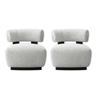 Manhattan Comfort Bartow Mid-Century Modern Upholstered Lounge Chair in Ivory Multi - Set of 2