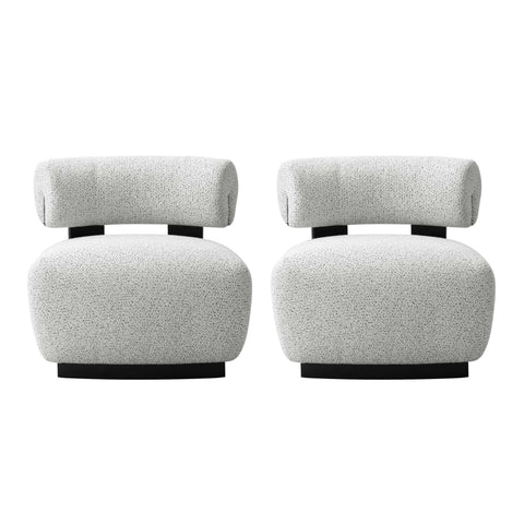 Manhattan Comfort Bartow Mid-Century Modern Upholstered Lounge Chair in Ivory Multi - Set of 2