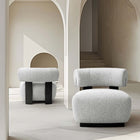 Manhattan Comfort Bartow Mid-Century Modern Upholstered Lounge Chair in Ivory Multi - Set of 2