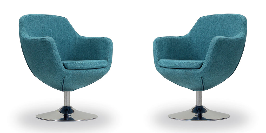 Manhattan Comfort Caisson Modern Upholstered Swivel Lounge Chair in Teal - Set of 2
