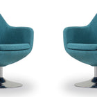 Manhattan Comfort Caisson Modern Upholstered Swivel Lounge Chair in Teal - Set of 2