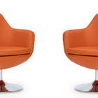 Manhattan Comfort Caisson Modern Upholstered Swivel Lounge Chair in Orange - Set of 2
