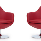 Manhattan Comfort Caisson Modern Upholstered Swivel Lounge Chair in Red - Set of 2