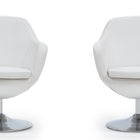 Manhattan Comfort Caisson Modern Upholstered Swivel Lounge Chair in White - Set of 2