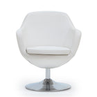 Manhattan Comfort Caisson Modern Upholstered Swivel Lounge Chair in White - Set of 2