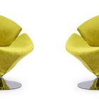 Manhattan Comfort Tulip Modern Velvet Swivel Lounge Chair in Green - Set of 2
