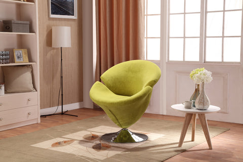 Manhattan Comfort Tulip Modern Velvet Swivel Lounge Chair in Green - Set of 2