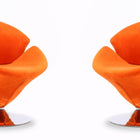 Manhattan Comfort Tulip Modern Velvet Swivel Lounge Chair in Orange - Set of 2
