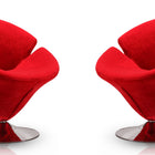 Manhattan Comfort Tulip Modern Velvet Swivel Lounge Chair in Red - Set of 2