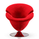 Manhattan Comfort Tulip Modern Velvet Swivel Lounge Chair in Red - Set of 2