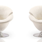 Manhattan Comfort Tulip Modern Velvet Swivel Lounge Chair in White - Set of 2