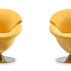 Manhattan Comfort Tulip Modern Velvet Swivel Lounge Chair in Yellow - Set of 2