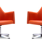 Manhattan Comfort Pelo Modern Vegan Leather Swivel Lounge Chair in Orange - Set of 2