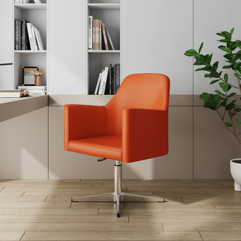 Manhattan Comfort Pelo Modern Vegan Leather Swivel Lounge Chair in Orange - Set of 2
