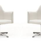 Manhattan Comfort Pelo Modern Vegan Leather Swivel Lounge Chair in White - Set of 2
