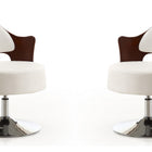 Manhattan Comfort Bopper Modern Vegan Leather Swivel Lounge Chair in White - Set of 2