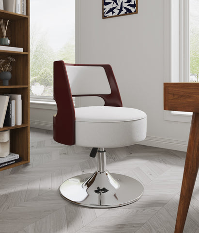 Manhattan Comfort Salon Modern Vegan Leather Swivel Lounge Chair in White - Set of 2